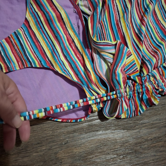 2pc Athleta Montego Stripe Ruched Tankini Swimsuit. - Picture 9 of 15